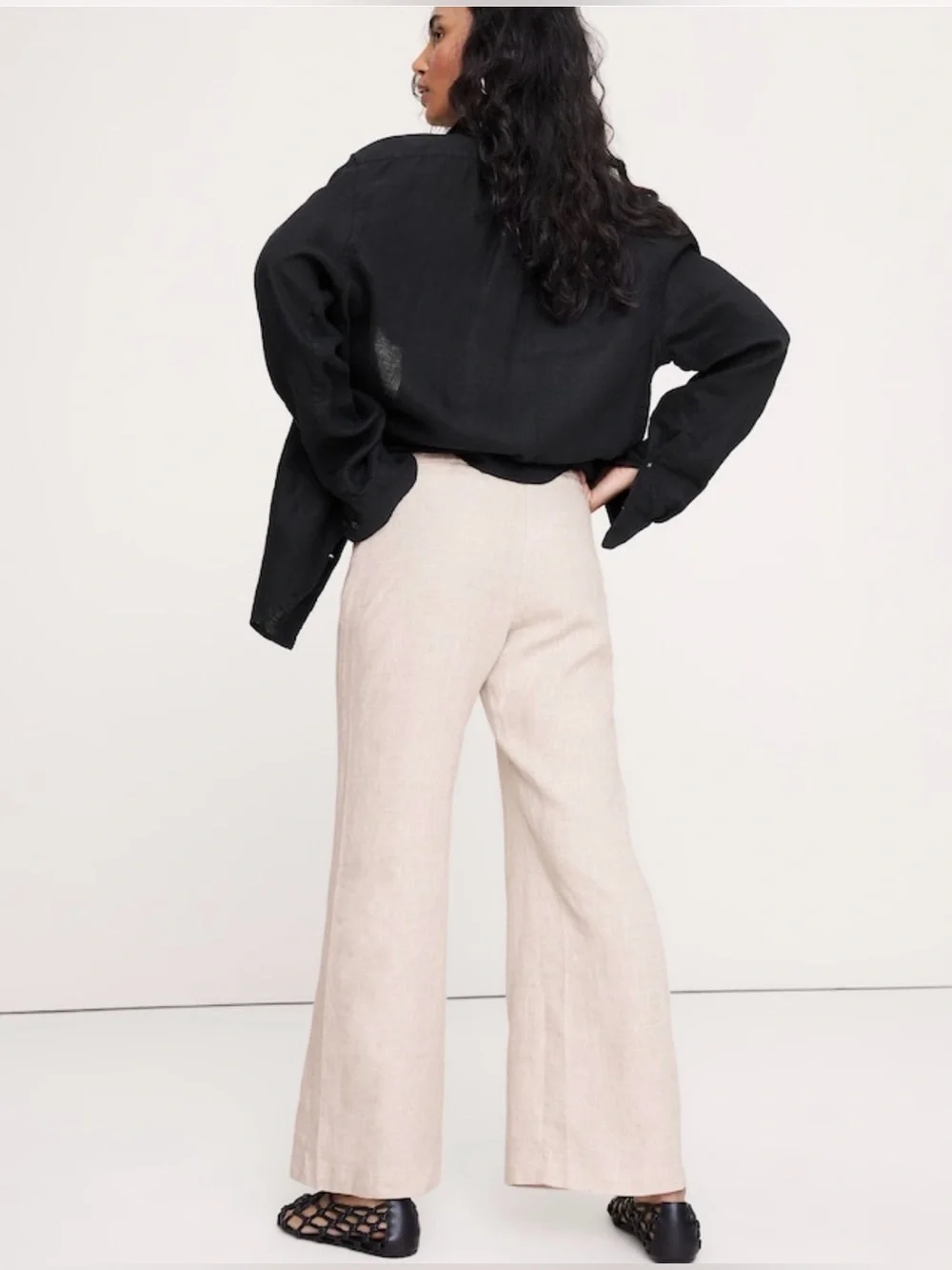NWT Banana Republic Mid Rise Kick Flare Linen Natural Ankle pant Sz 4